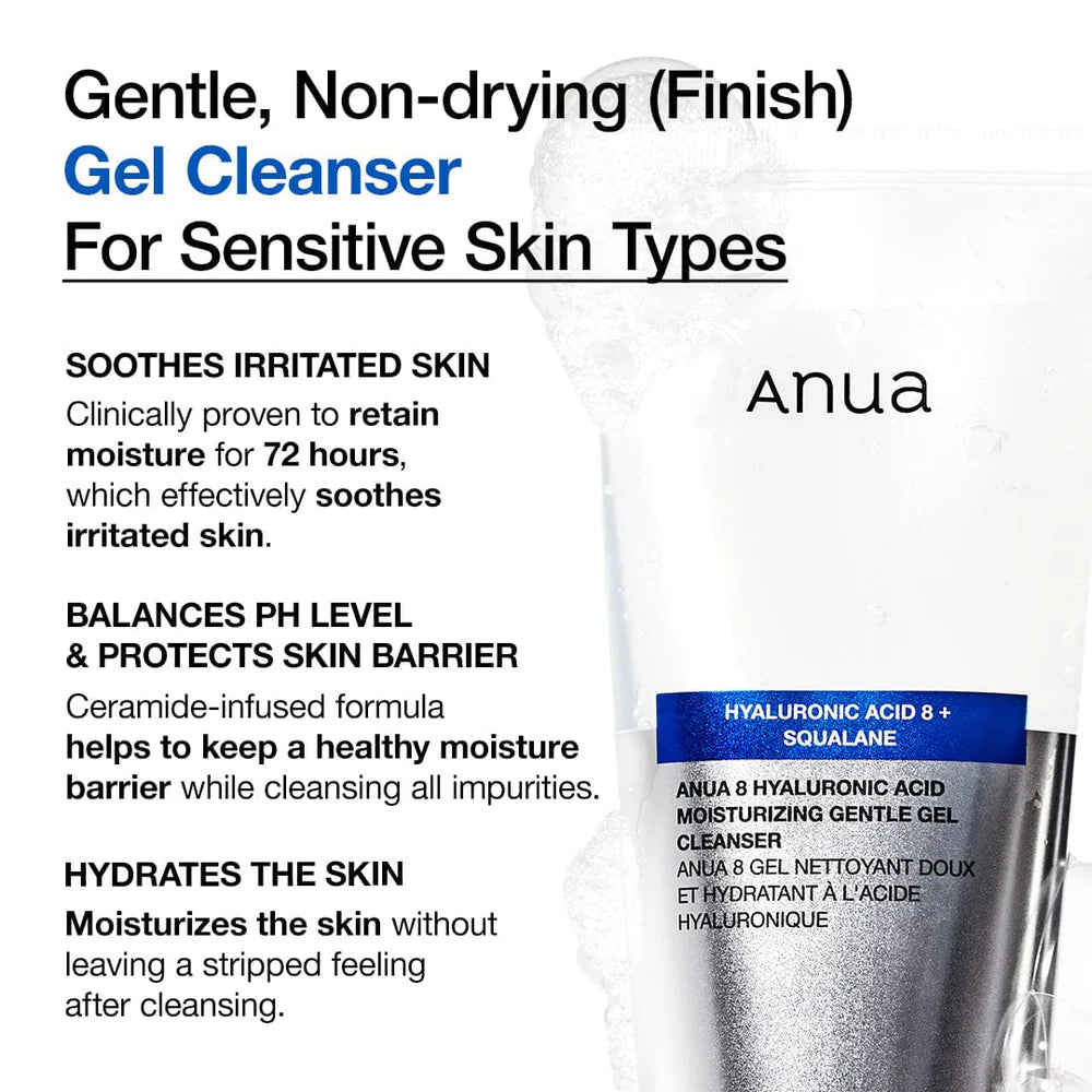 Anua - 8 Hyaluronic Acid Moisturizing Gentle Gel Cleanser - 150ml - Seoulma-skincare