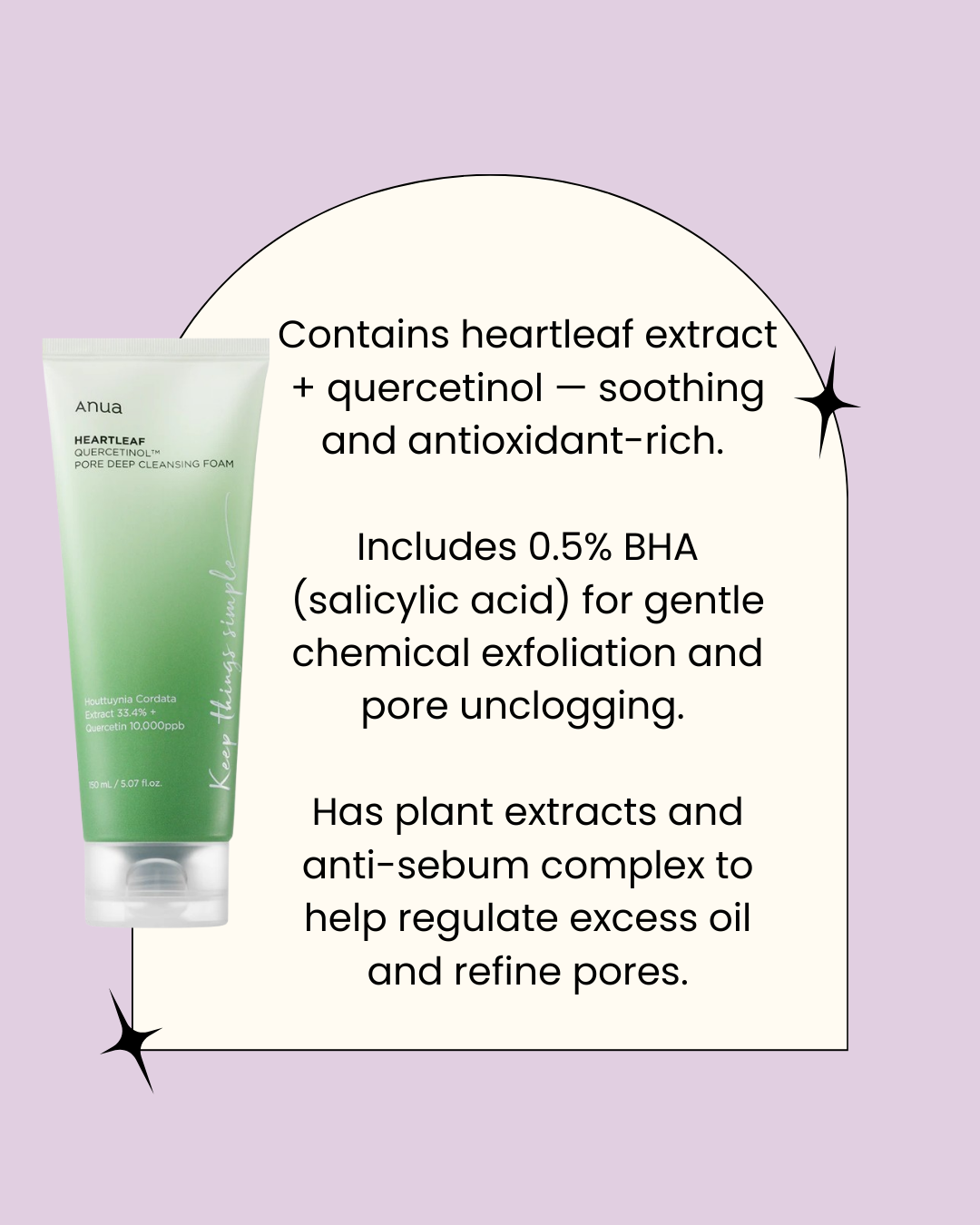 Anua Heartleaf Quercetin Pore Deep Cleansing Foam mit 0,5% BHA, beruhigend, antioxidativ, porenverfeinernd, koreanische Hautpflege